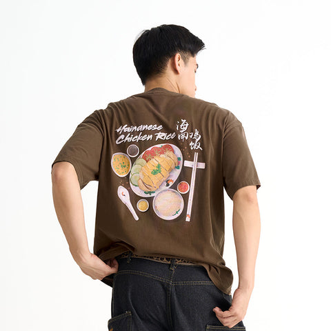 Chicken Rice Acid Wash Graphic T-Shirt