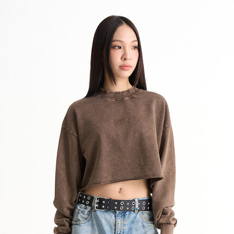 GMT+8 Embroidered Cropped Sweatshirt