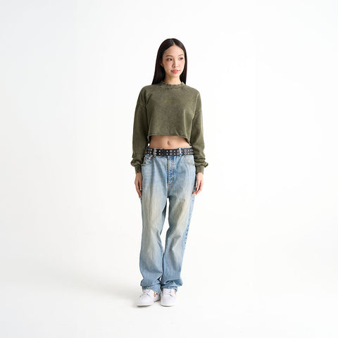 GMT+8 Embroidered Cropped Sweatshirt