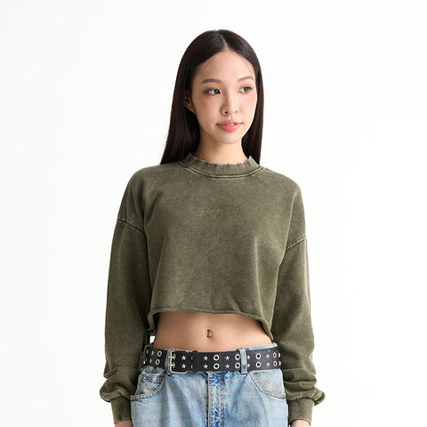 GMT+8 Embroidered Cropped Sweatshirt