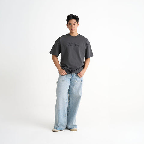 GMT+8 Embossed Oversized T-Shirt
