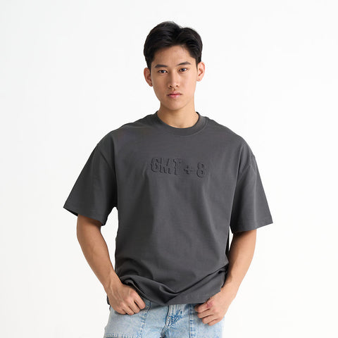 GMT+8 Embossed Oversized T-Shirt