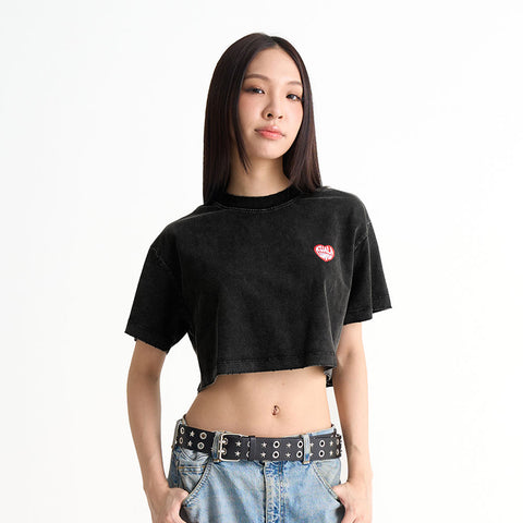 KL Heart Faded Cropped Boxy Tee