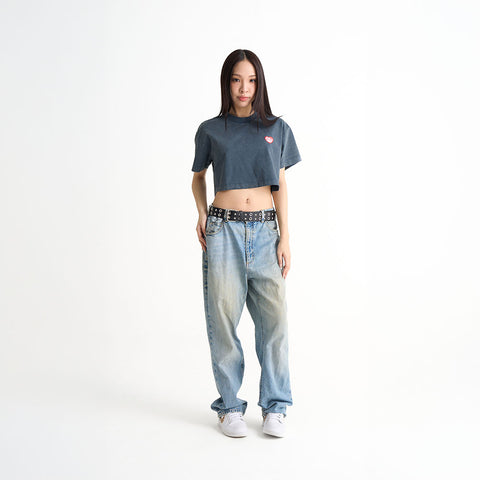 KL Heart Faded Cropped Boxy Tee