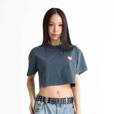 KL Heart Faded Cropped Boxy Tee