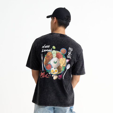 Nasi Lemak Acid Wash Graphic T-Shirt